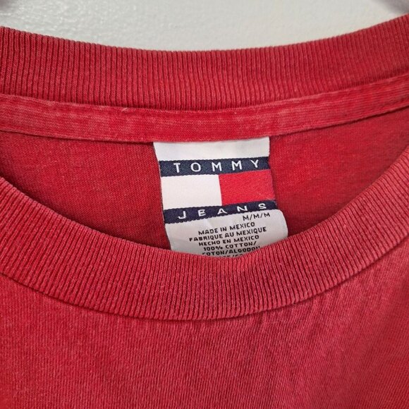 Tommy Jeans Tee‎ Shirt Red Hilfiger Mens Medium Heavy Cotton - Picture 5 of 7